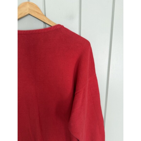 Men's Vtg Pringle Of Scotland Sweater L Large 100% Cotton Red White Geometric - Picture 8 of 8